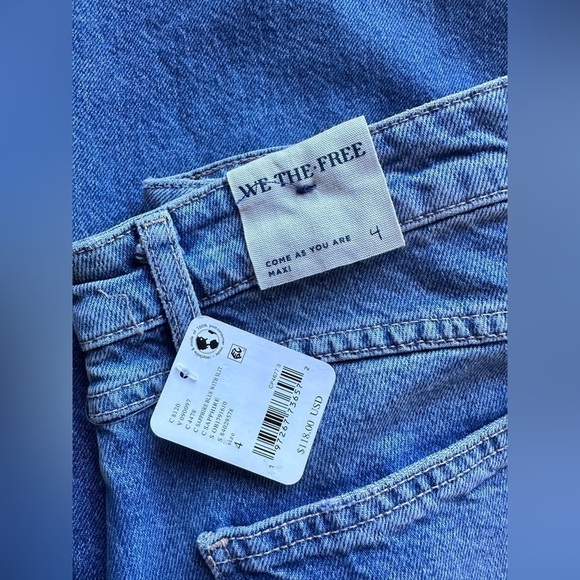 #5 NWT Free People Come As You Are Denim Maxi Skirt in Sapphire Blue With Slit - Picture 7 of 7